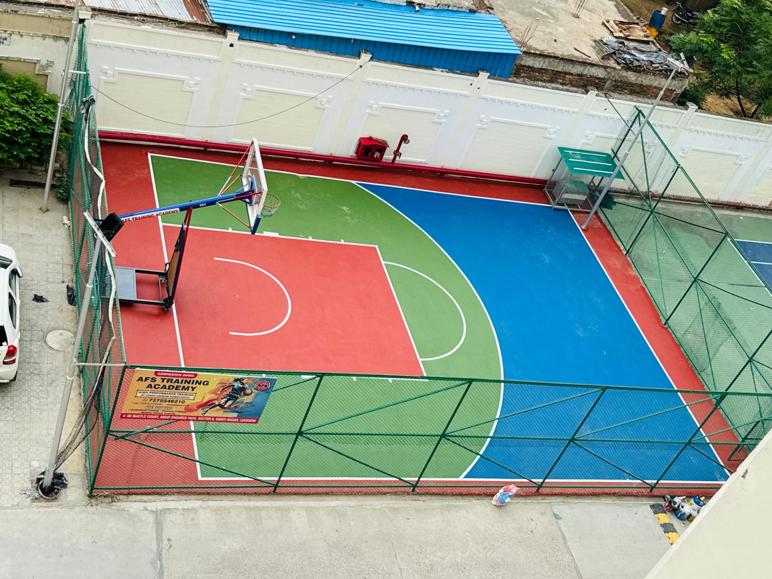 basketball court construction in banda