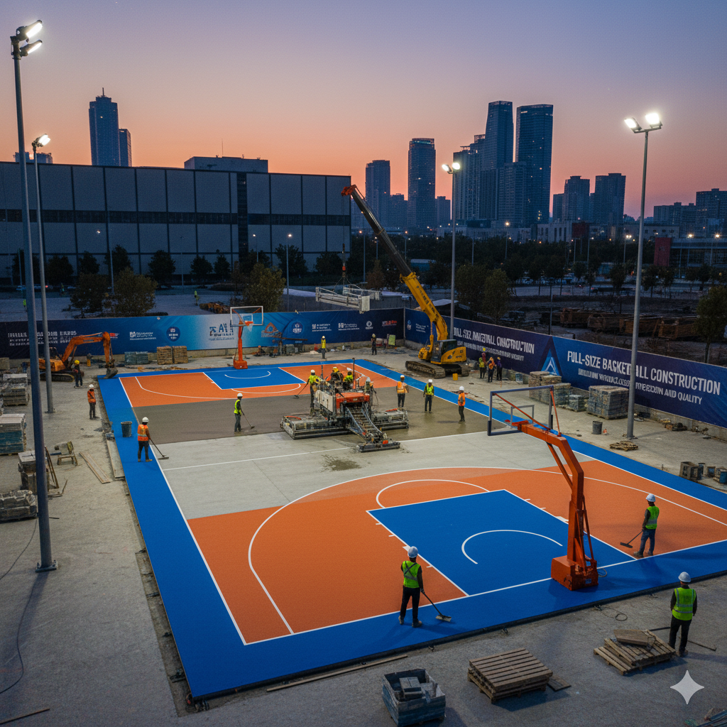 Full-Size Basketball Court Construction