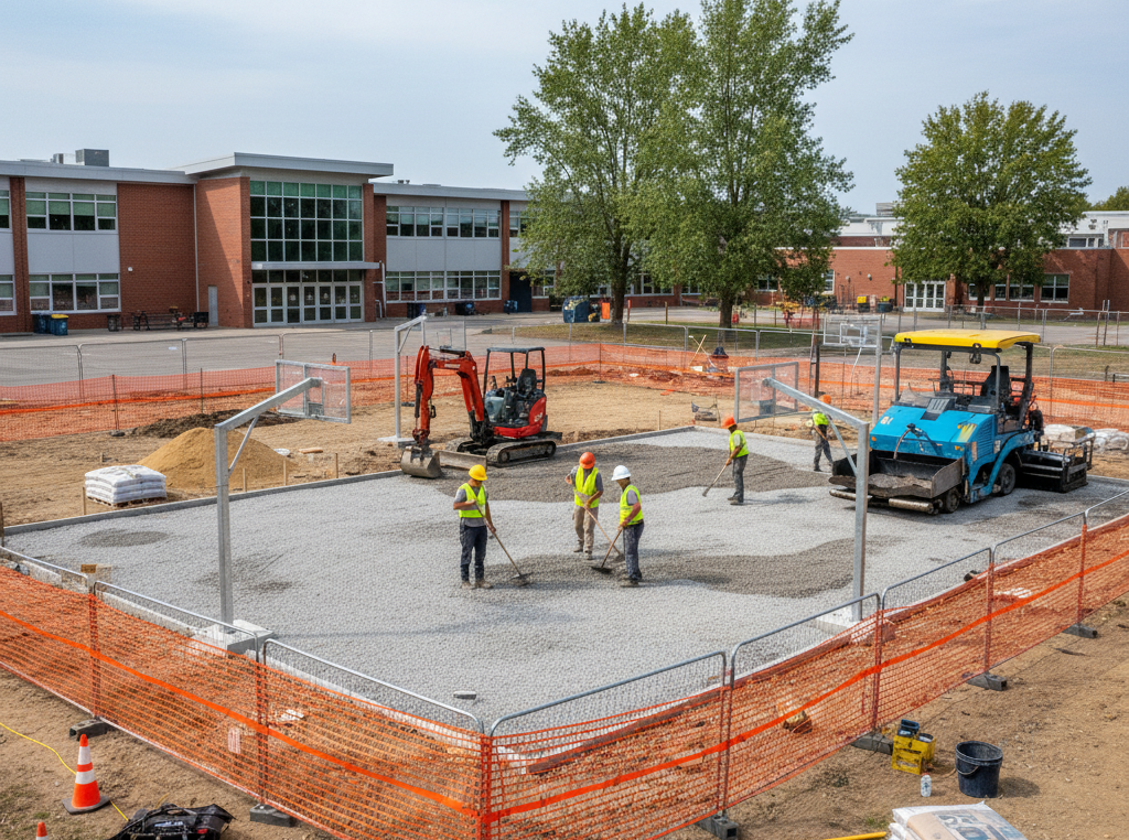 school sports court construction