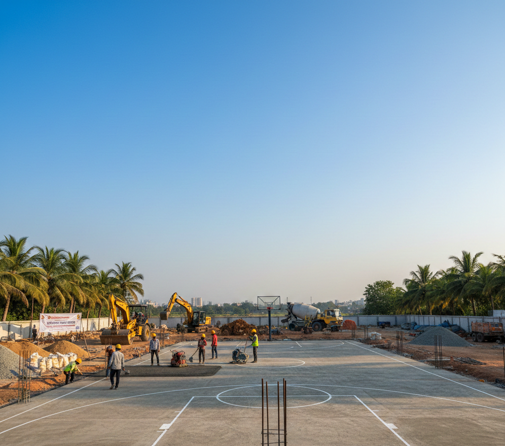 Basketball Court Construction in Bilaspur