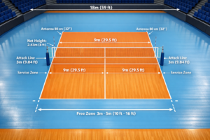 Official Court Size According to FIVB