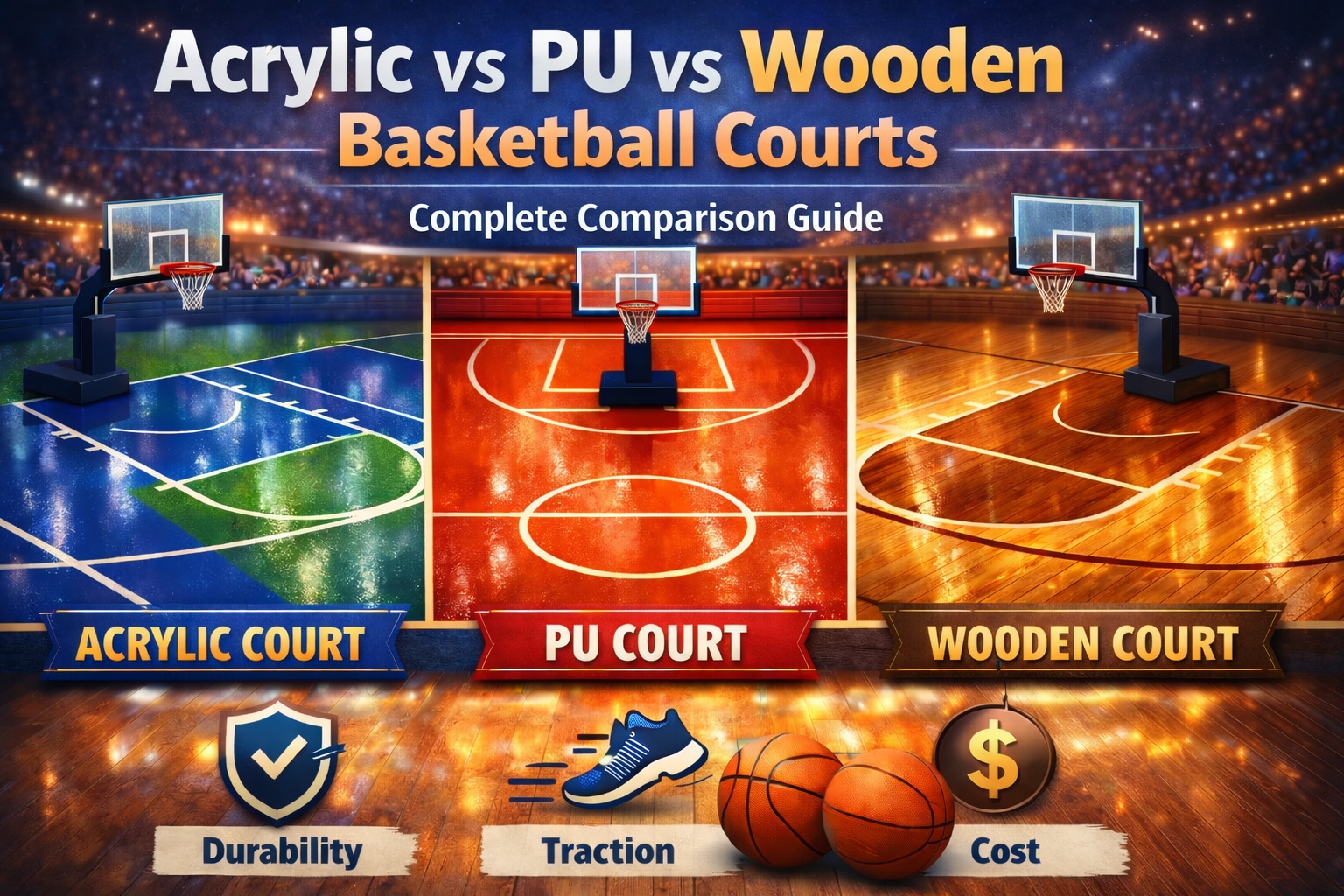Acrylic vs PU vs Wooden Basketball Courts